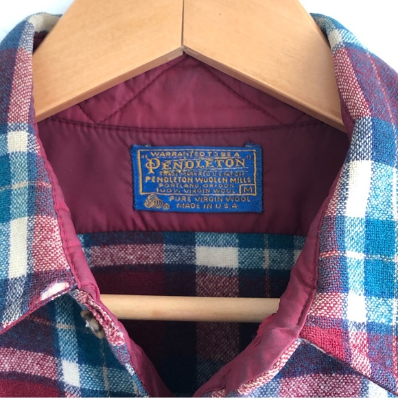 Vintage Pendleton Pure Virgin Wool Plaid Button up Shirt Size L Made In USA - Picture 3 of 15